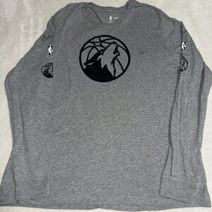 Mens Nike Minnesota Timberwolves Long Sleeve Gray Shirt Size XLarge
